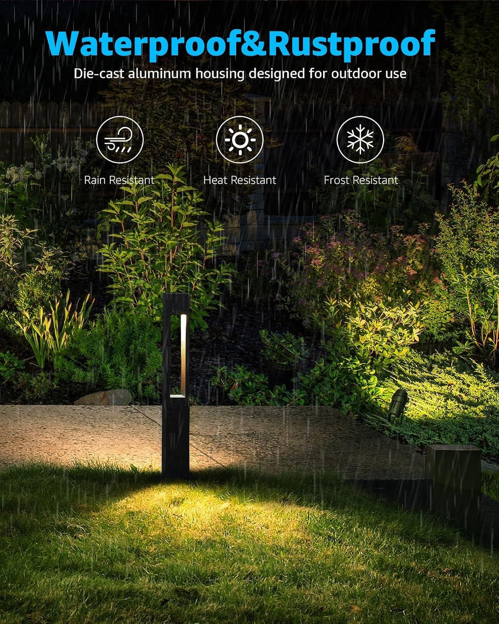 SUNVIE 12-Pack Low Voltage Pathway Lights Wired with Spotlights LED Outdoor Landscape Lighting Kit for Path, Garden, Yard, Patio, Cast-Aluminum, IP65 Waterproof, 12-24V AC/DC, 3000K Warm White, Black