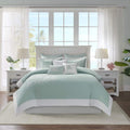 Harbor House 100% Cotton Duvet Cover, Jacquard Coastal Coral Duvet Cover Set – Light Weight Bed Comforter Covers, Coastline Blue Full/Queen (90'x90') 3 Piece
