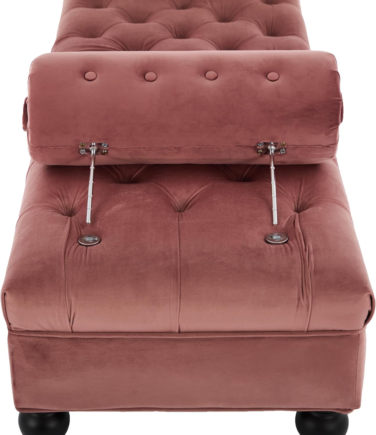 Christopher Knight Home Emmie Modern Velvet Ottoman Bench with Detachable Pillow, Wooden Bedroom End of Bed Bench, Upholstered Entryway Ottoman Foot Rest, Living Room Sofa Extra Seat, Reddish Pink