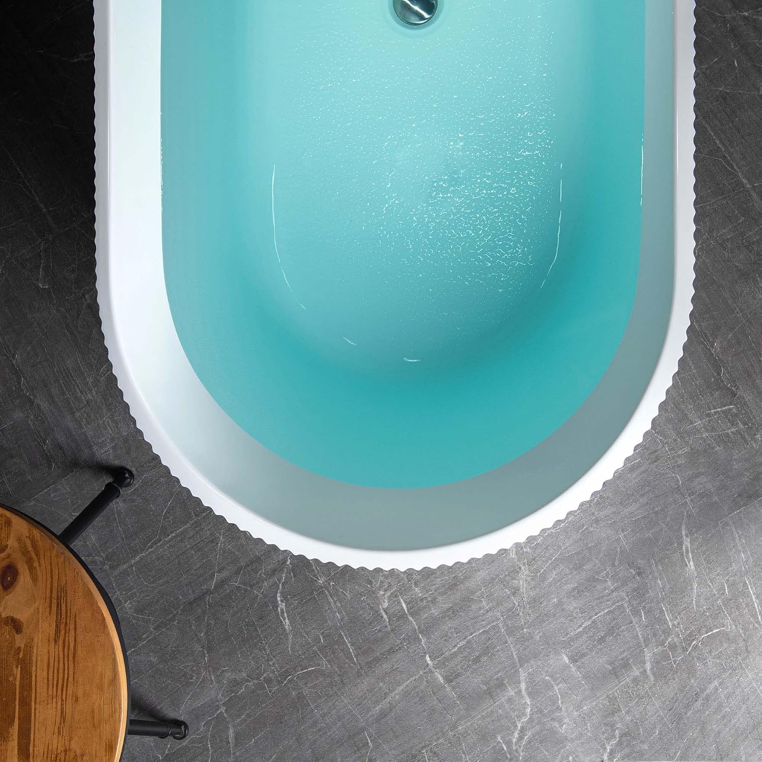 WOODBRIDGE 67' L x 31-1/2' W Freestanding Contemporary Soaking Bathtub,Unique Pleated Design,with Brushed Nickel Pop-Up Drain Drain and Overflow Option, White,B1526-B/N