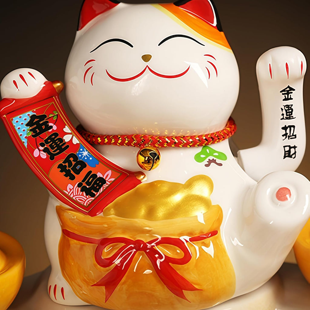Tabletop Water Fountain Indoor with Maneki Neko, Money Lucky Cat, Fish Tank Decorations for Feng Shui Decor & Gifts for Home, Feng Shui Statue, Chinese New Year Decoration, Chinese Decor & Gifts (B)