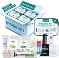 Complete 15 Piece Unisex Travel Hygiene Kit with Toiletries & Personal Care Essentials, TSA-Compliant, Individually Packaged in Clear Bag, Single or Bulk Packs (100 Pack)