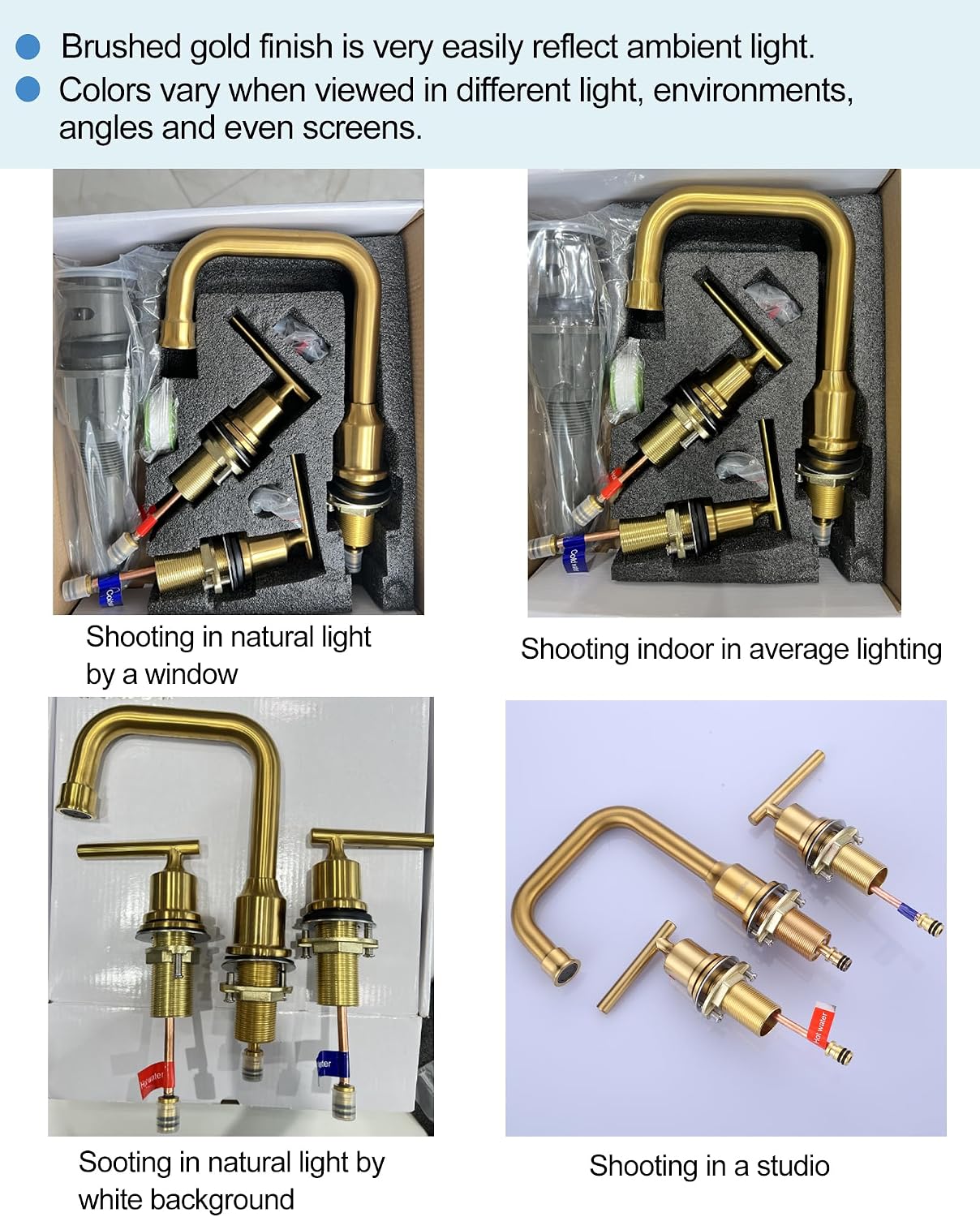 Brushed Gold Bathroom Faucet Set: WOWOW Widespread Bathroom Sink Faucet 3 Hole with Pop-up Drain and Supply Lines, 8 Inch Vanity Taps 3 Pieces Basin Tap 2 Handle Modern (Set of 2)