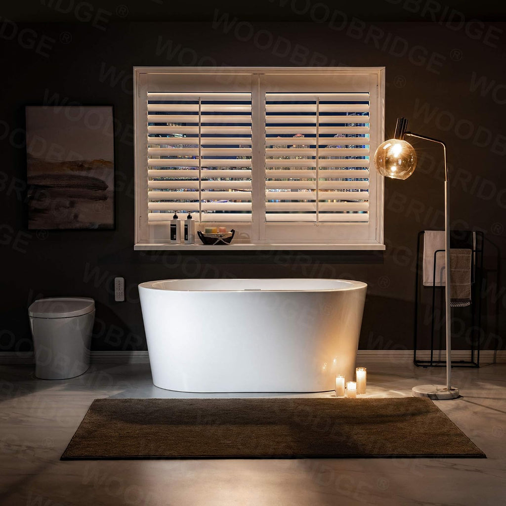 WOODBRIDGE 56' Acrylic Freestanding Bathtub Contemporary Soaking White Tub with Chrome Overflow and Drain，B0088-C-Drain&O