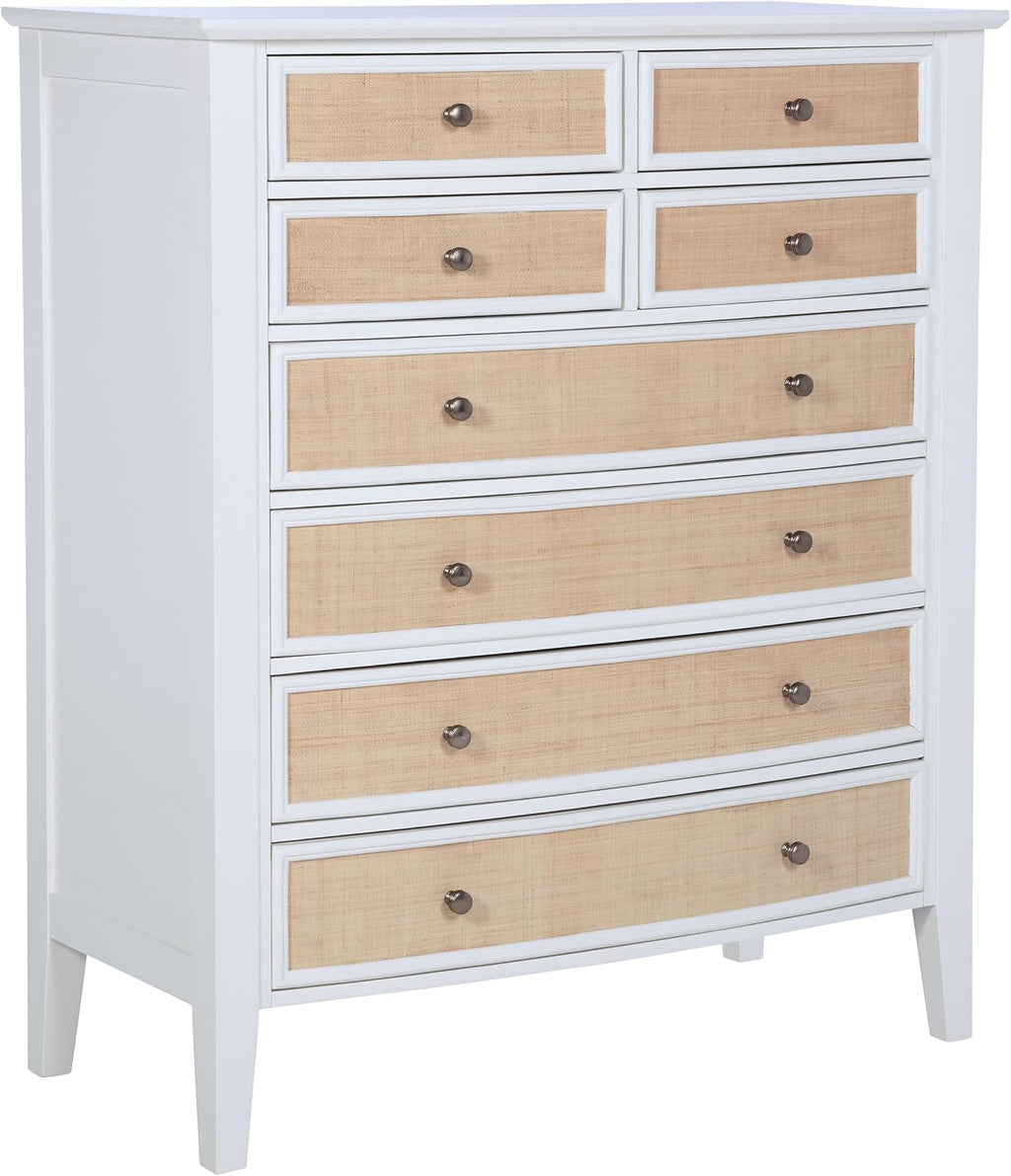 Coaster Home Furnishings Bexhill Farmhouse 5-Piece Bedroom Set Fabric Linen-Like Upholstered Eastern King Size Panel Bed Frame 56-inch Headboard White 223471KE-S5