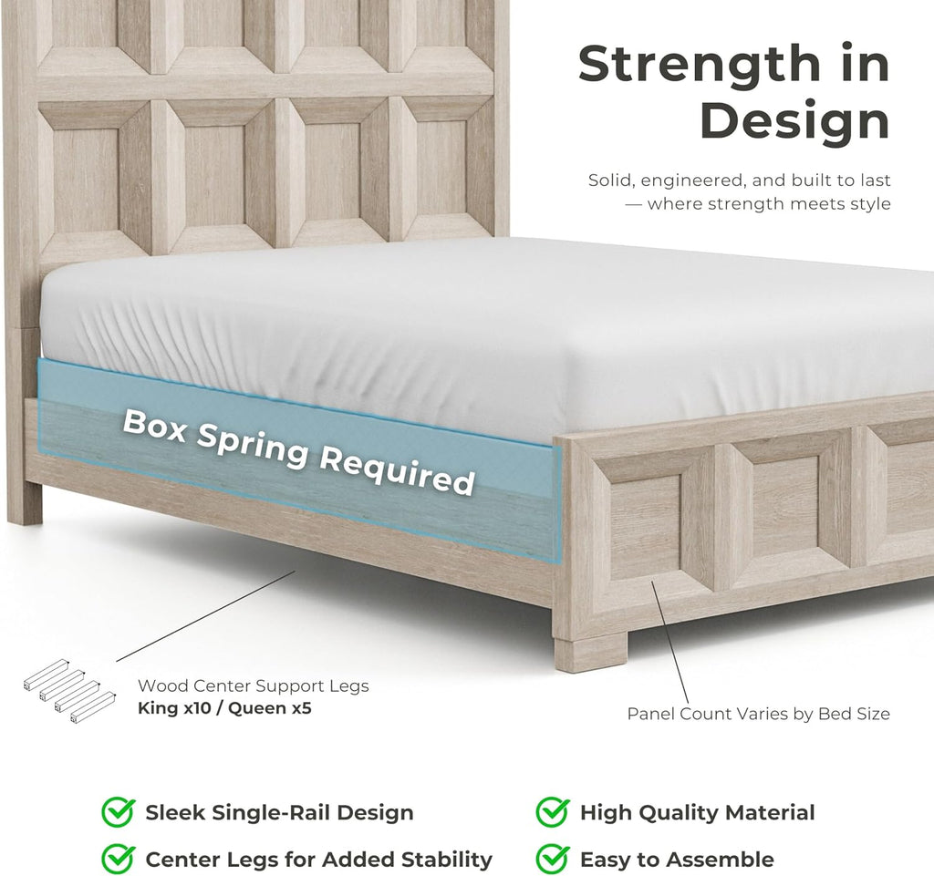 Furniture of America Dannen Modern Classic Solid Wood 4-Piece Bedroom Set, Panel Bedframe, Writing Desk and Wooden Nightstands with USB Ports, Box Spring Needed, King, Tawny Brown