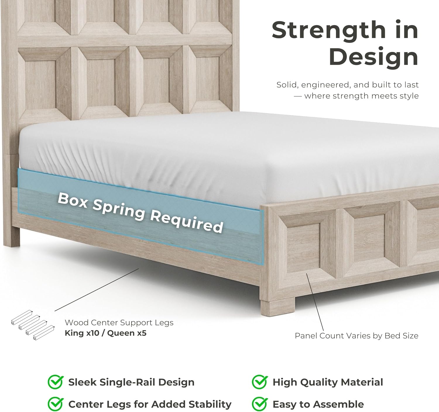 Furniture of America Dannen Modern Classic Solid Wood 4-Piece Bedroom Set, Panel Bedframe, Writing Desk and Wooden Nightstands with USB Ports, Box Spring Needed, King, Tawny Brown