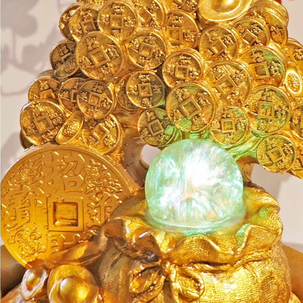 Indoor Fountains Décor Money Tree Flowing Water Decoration Office Fountain Living Room Desktop Decoration Resin Chinese Desktop Fountain Tabletop Water Fountain