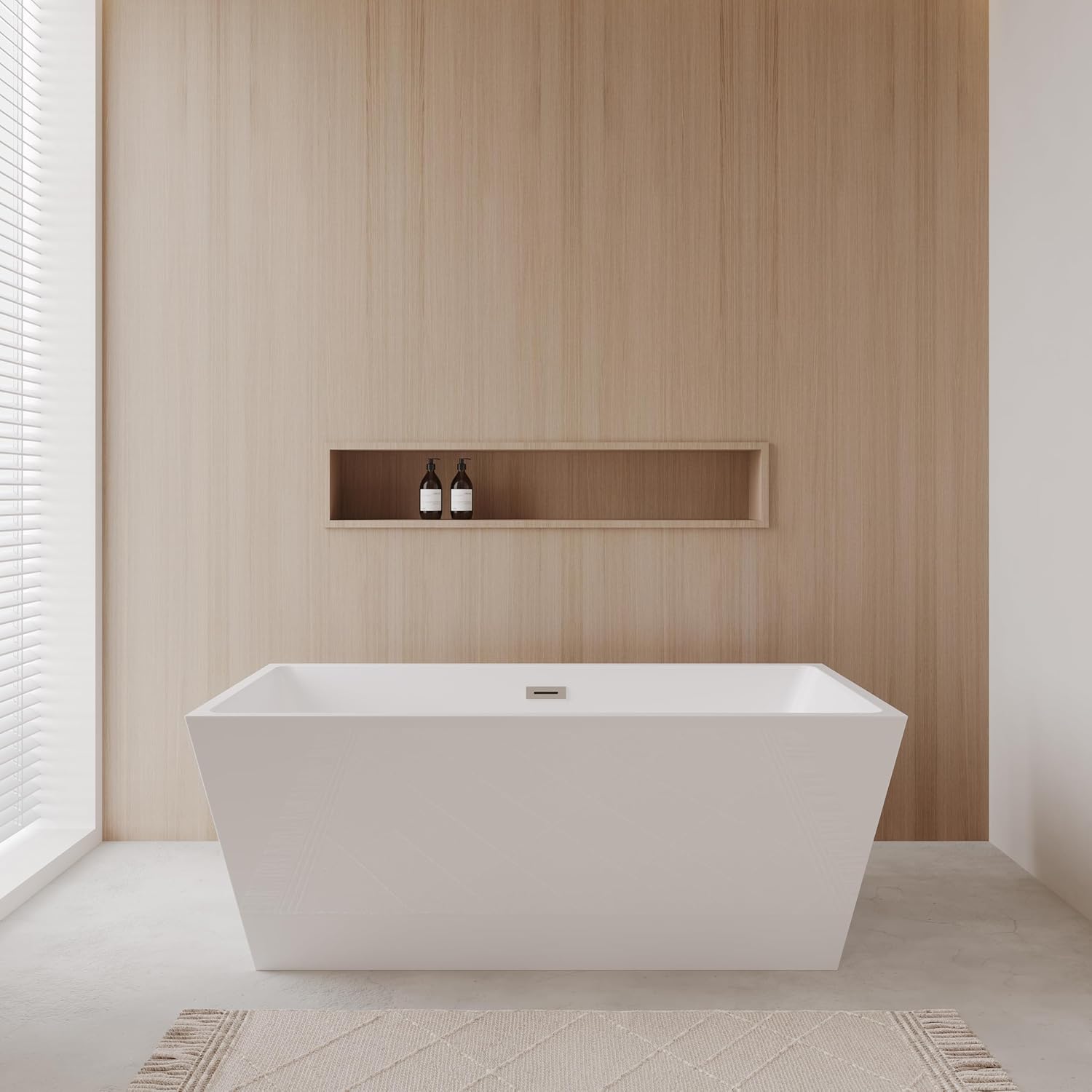 Sara 63 inch Freestanding Bathtub in White with Polished Chrome Drain and Overflow Trim