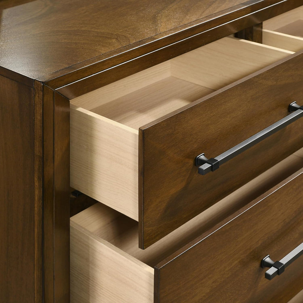 New Classic Furniture Ballard 5-Piece Wood King Bedroom Set with 2-Nightstands, Walnut Brown