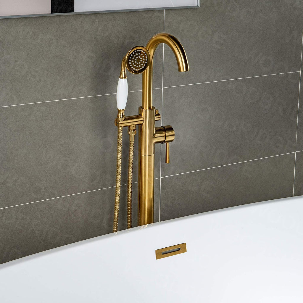 WOODBRIDGE BTA1517-BG-Drain &O +F0007BGVT BATHTUB, With Brushed Gold Drian
