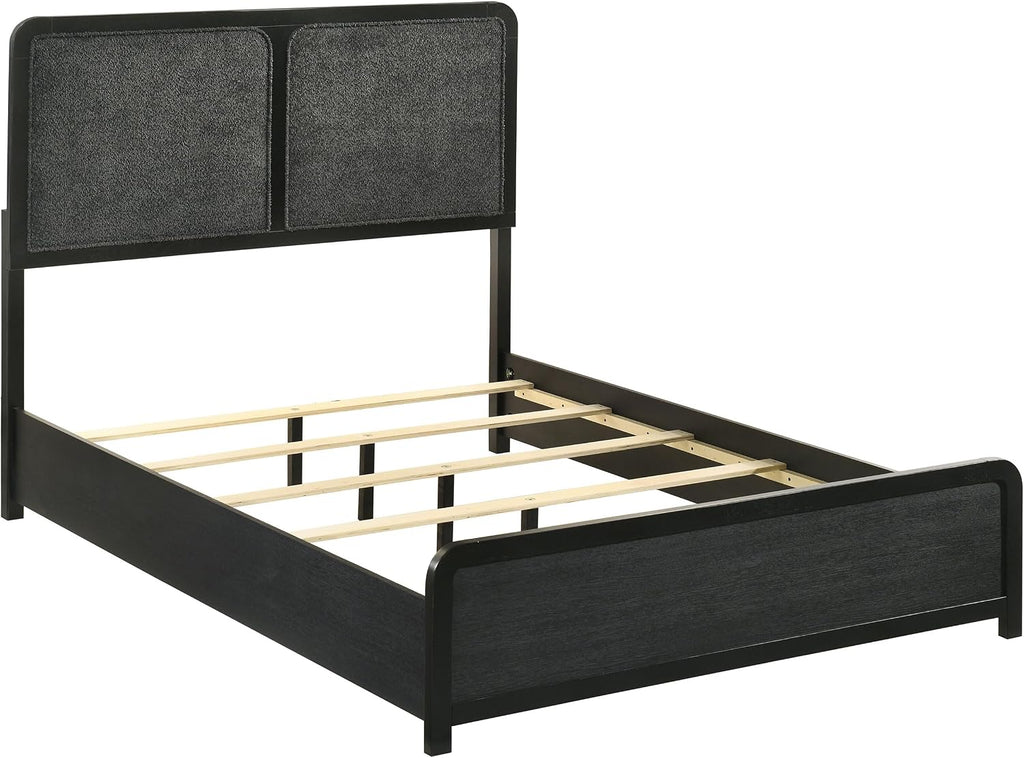 Coaster Home Furnishings - Cavelle - Wood - 4-Piece Bedroom Set with Panel Bed, Metal Knobs, and Upholstered Headboard - Bedroom - Full Size - Black - 223661F-S4