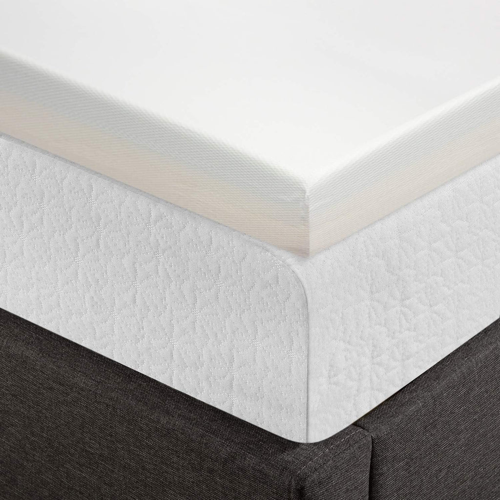 Best Price Mattress Mellow 4 Inch Memory Foam Mattress Topper with Cover, Calming Green Tea Infusion, Short Queen