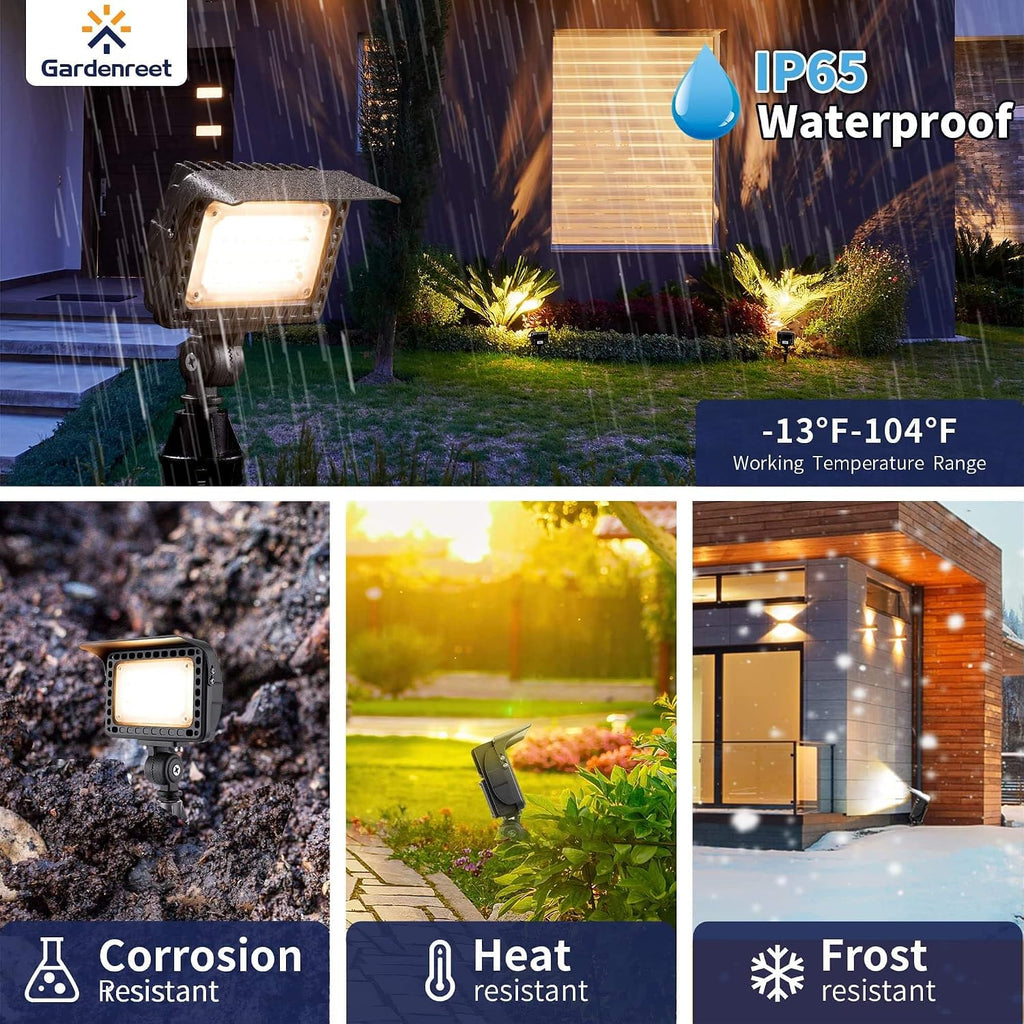 Gardenreet Low Voltage Landscape Flood Lights, 20W 12V LED Hardwired Light Outdoor, Wall Wash Uplighting for Tree House Garden Yard, Angle Adjustable IP65 Waterproof Aluminum 2 Pack