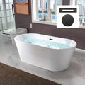 WOODBRIDGE 67' Acrylic Freestanding Bathtub Contemporary Soaking White Tub with Oil-Rubbed Bronze Overflow and Drain，B0013-ORB