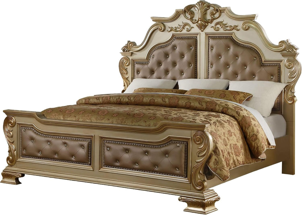 First of a Kind Miranda Gold Queen 5 Piece Bedroom Set