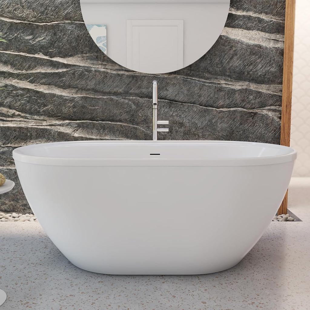 DreamLine Essence 65 3/8 inch L x 36 1/4 inch W x 23 5/8 inch H Freestanding Acrylic Bathtub with Brushed Nickel Drain