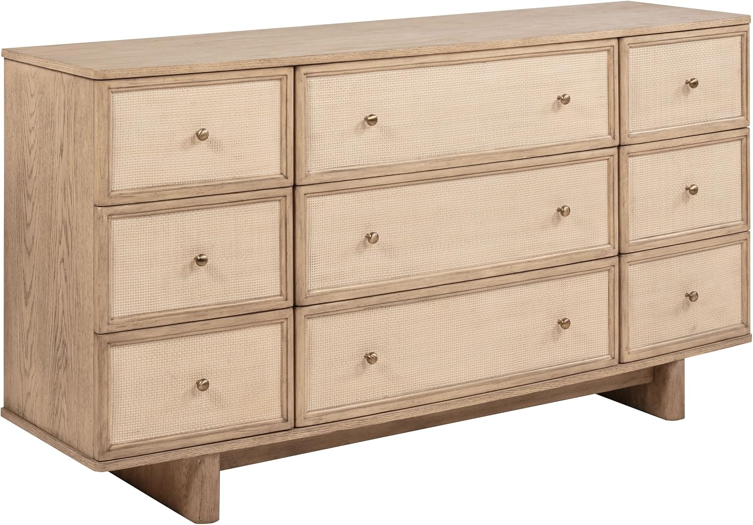 Coaster Home Furnishings Kailani Coastal 5-Piece Bedroom Set Fabric Upholstered Eastern King Size Wingback Bed Frame 49-inch Headboard Beige Oak 225041KE-S5