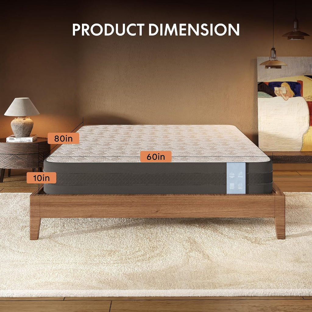 FLEXISPOT BF21Q Adjustable Bed Frame with 10 Inch Queen Size Gel Memory Foam Mattress, Viscose from Bamboo, Medium Firm, Certi-PUR & Oeko-TEX Certified, Bonus 4-Piece Queen Sheet Set Included.