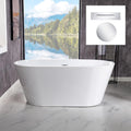 WOODBRIDGE 54' Acrylic Freestanding Bathtub Contemporary Soaking White Tub with Chrome Overflow and Drain,B1702-CH