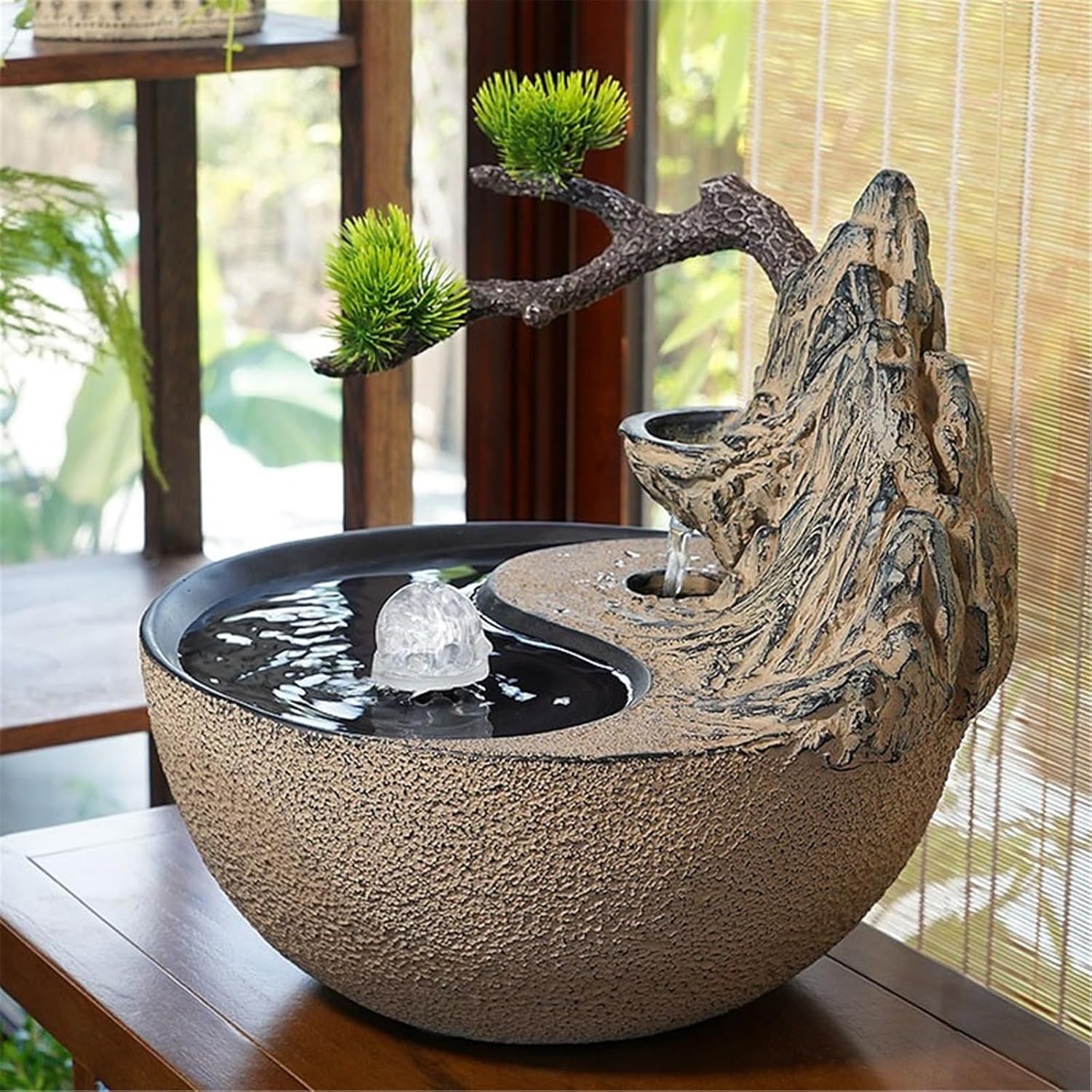 Tabletop Fountain Indoor Waterfall Fountain Chinese Style Desktop Water Ornaments Tea Room Water Feature