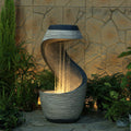 Sunlinua 37' Tall S-Shaped Outdoor Waterfall Fountain – Rainfall Water Fountain for Garden, Patio or Backyard Decor, Floor-Standing Resin Garden Fountains Water Feature with Flat Top for Plant Display