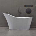 WOODBRIDGE 59' Acrylic Freestanding Bathtub Contemporary Soaking White Tub with Oil Rubbed Bronze Overflow and Drain，B0029-ORB-Drain&O