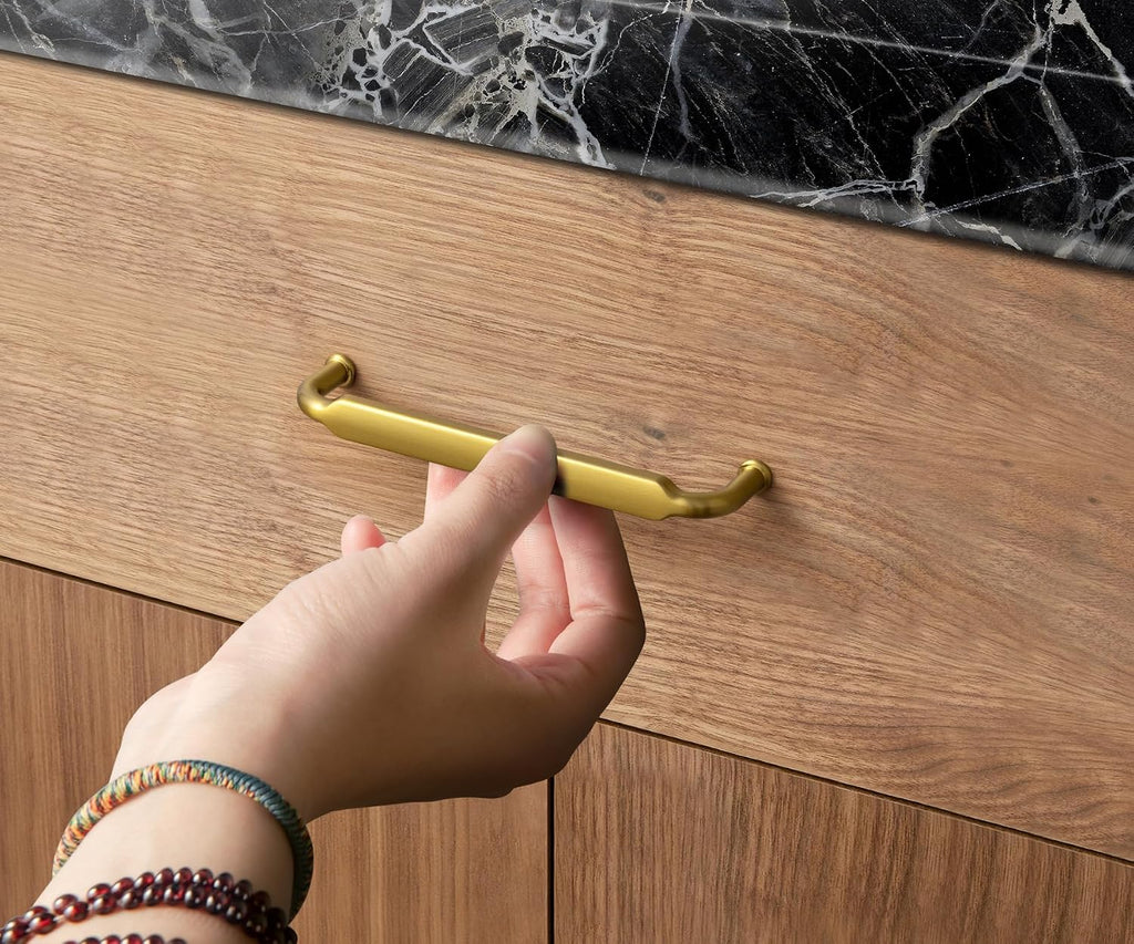 Goo-Ki Brushed Gold Drawer Handles 12-3/5 in（320mm） Hole Centers Straight Bar Pull,6-Pack Solid Cabinet Handles for Kitchen Cabinets and Dresser Drawers 2202-LSJ-320