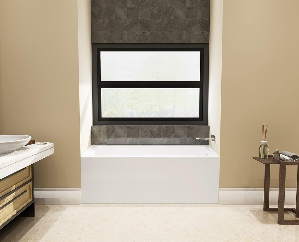 Kingston Brass 60' Acrylic Alcove Tub with Right Drain and Polished Chrome Tip-Toe Bath Tub Drain