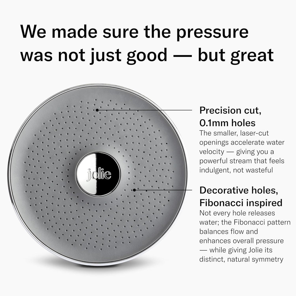 THE JOLIE FILTERED SHOWERHEAD with Shower Filter System- High Pressure Showerhead, Hair and Skincare Accessory to Improve Beauty and Personal Care Routine (New Modern Chrome)