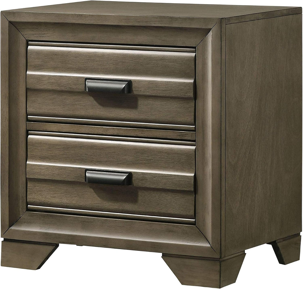 Roundhill Furniture Loiret Light Gray Finish 3-Piece Wood Bedroom Set with Queen Size Storage Bed with Two Nightstands