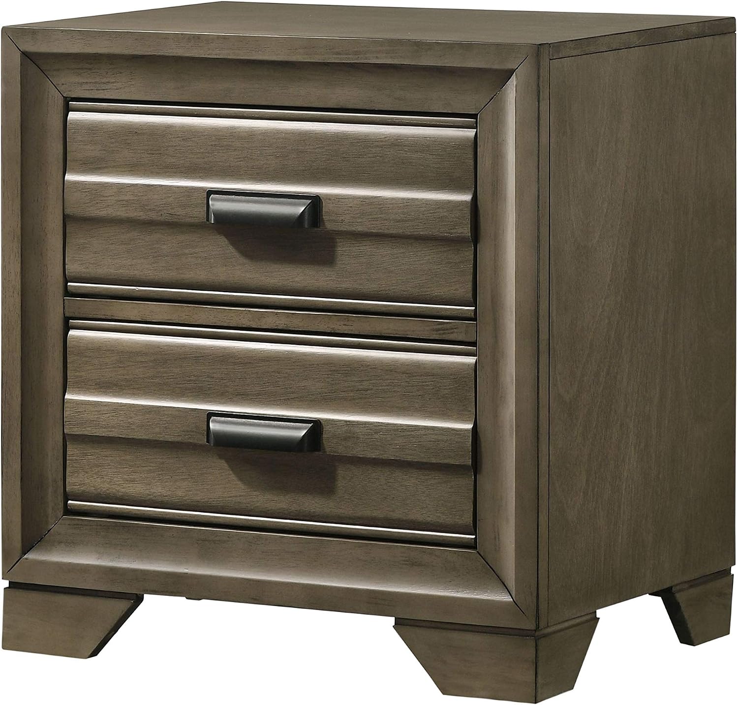 Roundhill Furniture Loiret Light Gray Finish 3-Piece Wood Bedroom Set with King Size Storage Bed with Two Nightstands