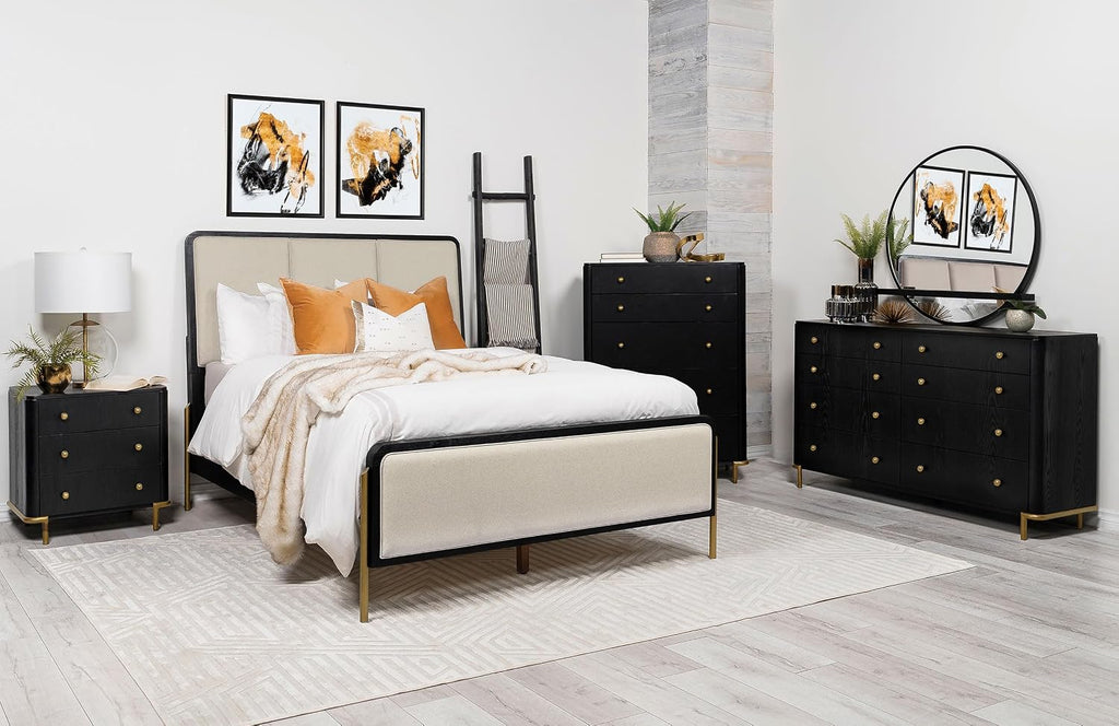 Coaster Home Furnishings Arini 5-Piece California King Bedroom Set Cream and Black 224331KWCRM-S5