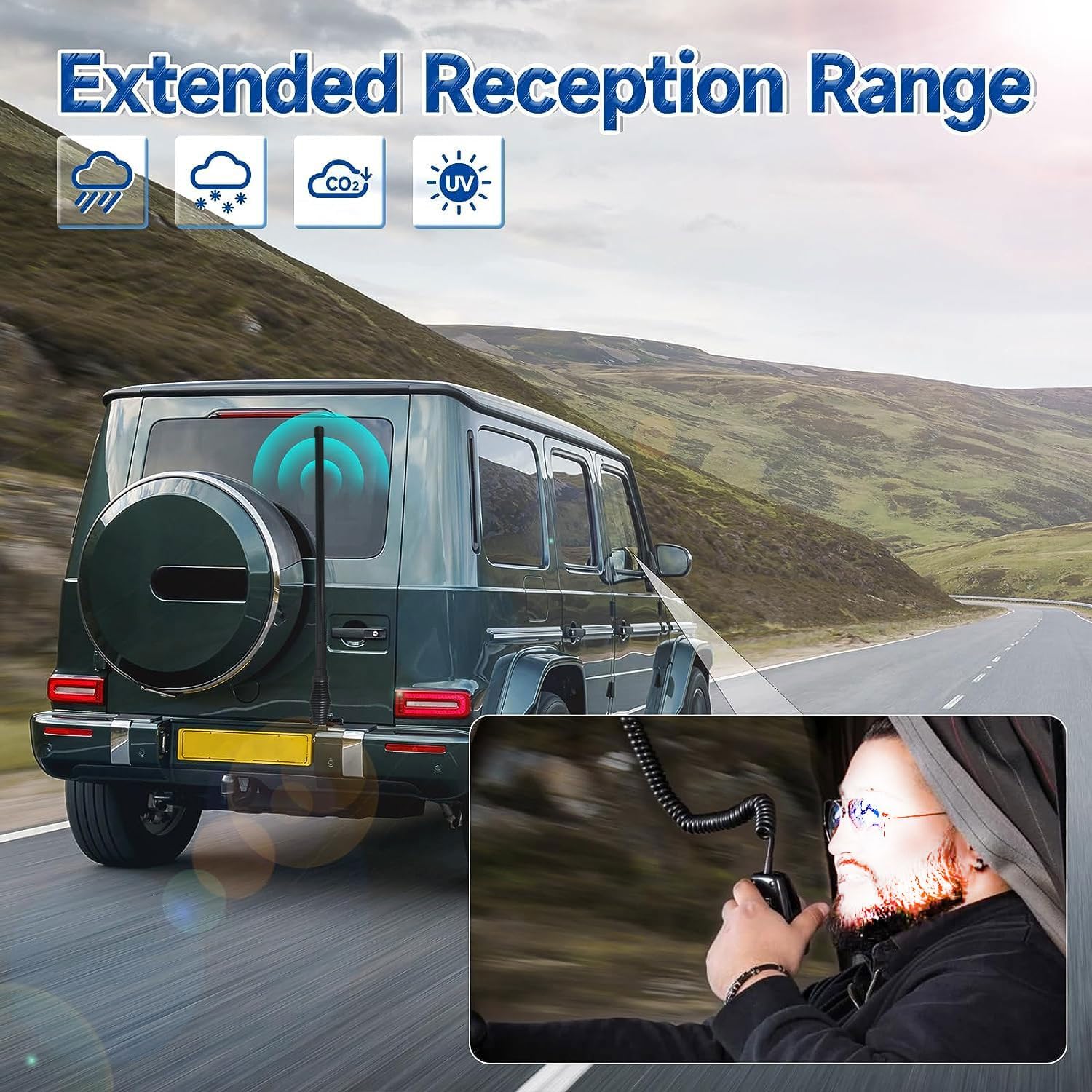 SIGNALPLUS 2m 70cm GMRS Mobile Antenna for Vehicle, VHF UHF Car Ham Radio Antenna with Spring Base, Car Bonnet Bracket, PL259, Compatible with Amateur Mobile Radio, Ham Radio, GMRS Two Way Radio