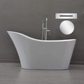 WOODBRIDGE 59' Acrylic Freestanding Bathtub Contemporary Soaking White Tub with Chrome Overflow and Drain，B0029-C-Drain&O