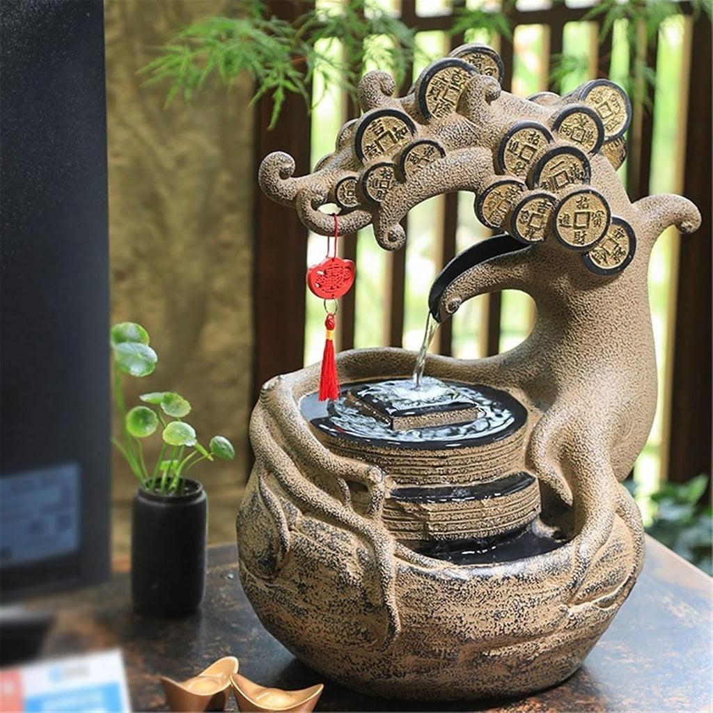 Tabletop Fountain Desktop Fountains Chinese Style Flowing Water Ornaments Circulating Waterscape for Home Decor