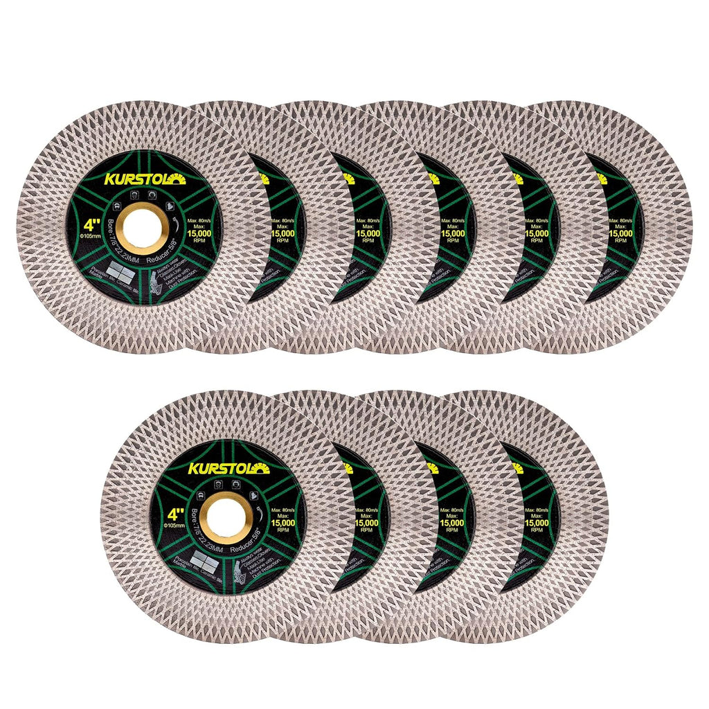 Tile Diamond Saw Blade -10pcs 4'/105mm Dual-Purpose Diamond Cutting Disc,Angel Grinder Blade Arbor 7/8'-5/8' for Cutting and Grinding Ceramic Tiles,Porcelain,Granite,Marble