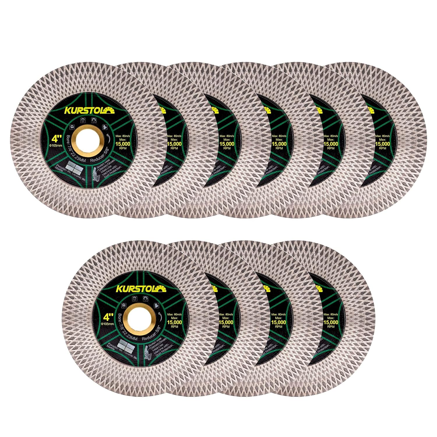 Tile Diamond Saw Blade -10pcs 4'/105mm Dual-Purpose Diamond Cutting Disc,Angel Grinder Blade Arbor 7/8'-5/8' for Cutting and Grinding Ceramic Tiles,Porcelain,Granite,Marble