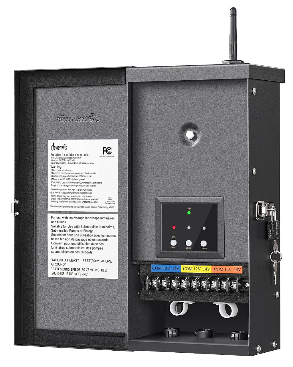 DEWENWILS 300W Low Voltage Landscape Transformer WiFi with 3 Zones, Outdoor Landscape Lighting Transformer, 120V AC to 12/14V AC, Compatible with Alexa & Google Assistant, FCC Listed