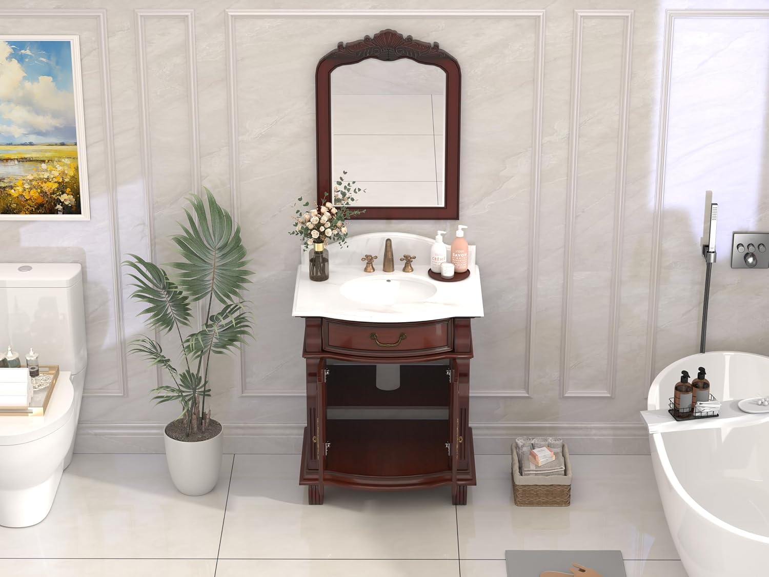 Hopkinton Bathroom Vanity with Stone top (White countertop, 30 inch)