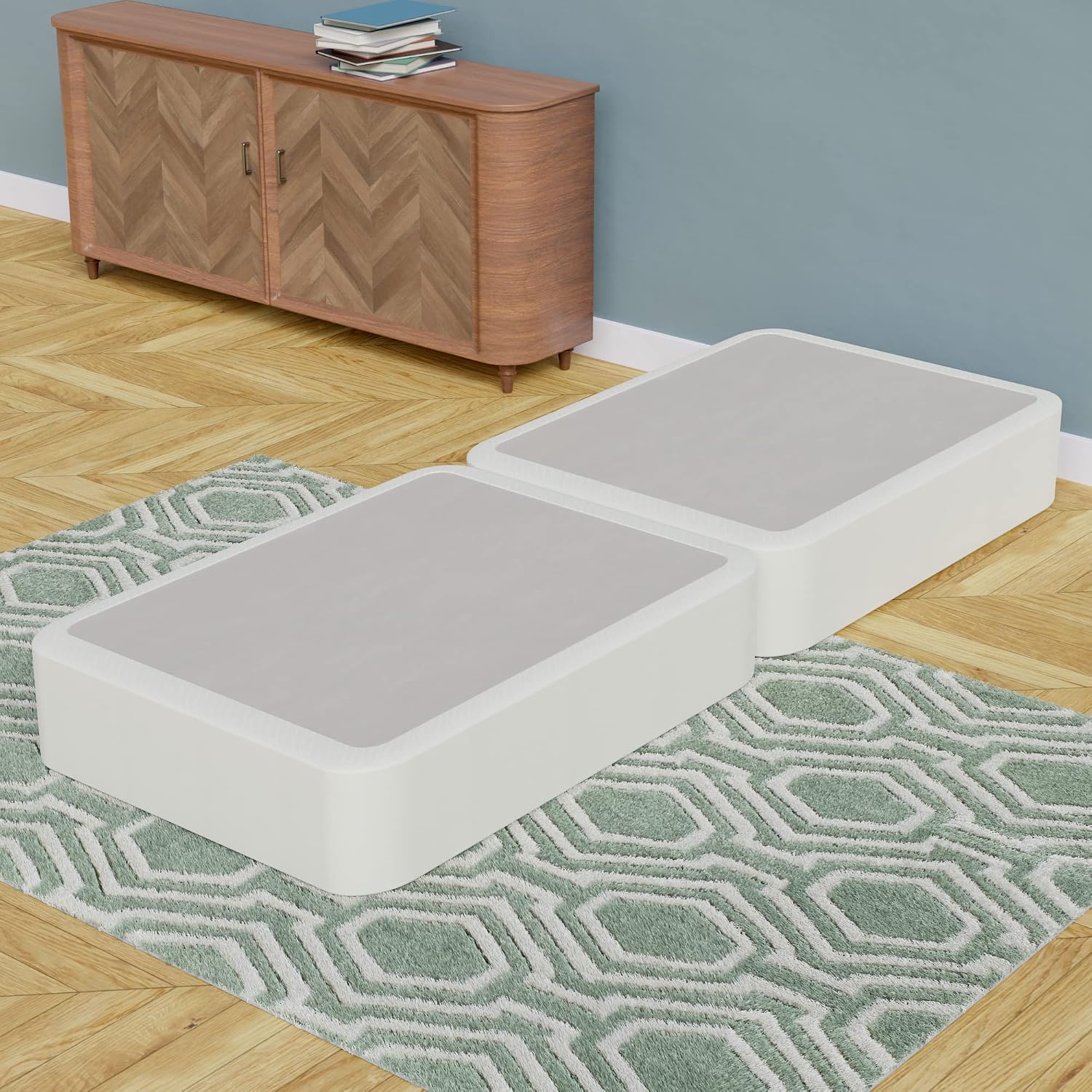 4-Inch Fully Assembled Low Profile Split Wood Traditional Box Spring/Foundation For Mattress Set, Twin