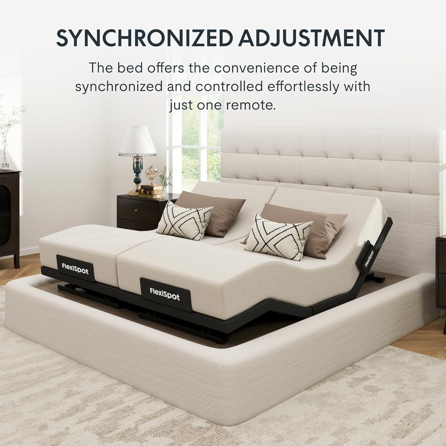 FLEXISPOT Adjustable Bed Frame Base Split King,Massage, Zero Clearance, Synchronized Adjustment,Whisper Quiet Durable Motor,Zero Gravity,Mattress Holders.