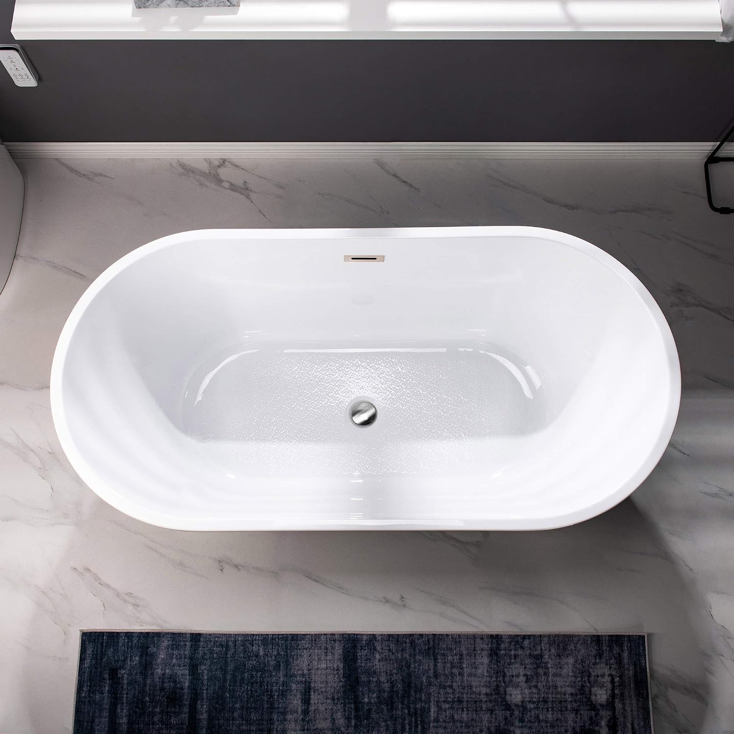 WOODBRIDGE 54' Acrylic Freestanding Bathtub Contemporary Soaking White Tub with Chrome Overflow and Drain,B1702-CH