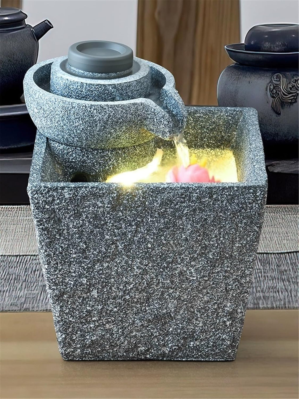 Tabletop Fountain Small Relaxing Indoor Fountain - Meditation for Home, Office, Bedroom(Large)