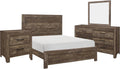 Benzara Bo Four Piece Queen Size Bedroom Set- Brown