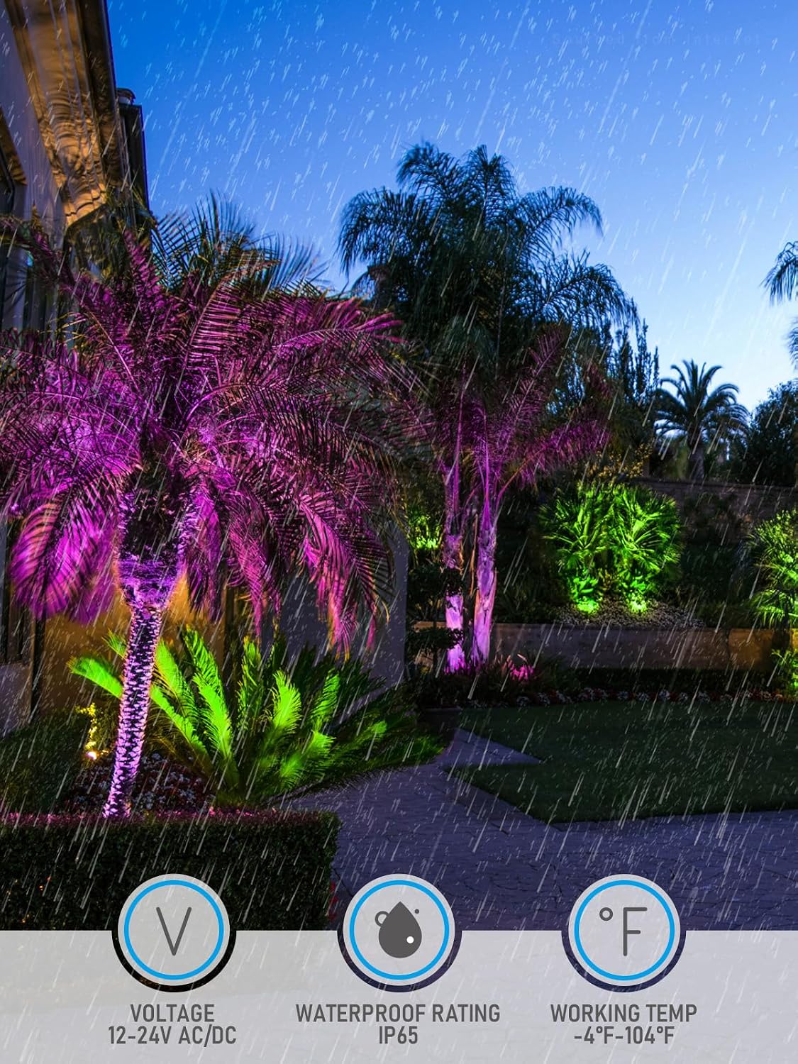 LEONLITE 9W RGB Low Voltage Landscape Lights, Color Changing Wall Wash Landscape Lighting Outdoor, 12-24V LED Landscape Spotlights, Uplight, ETL Listed, Aluminum, IP65 Waterproof, Pack of 4
