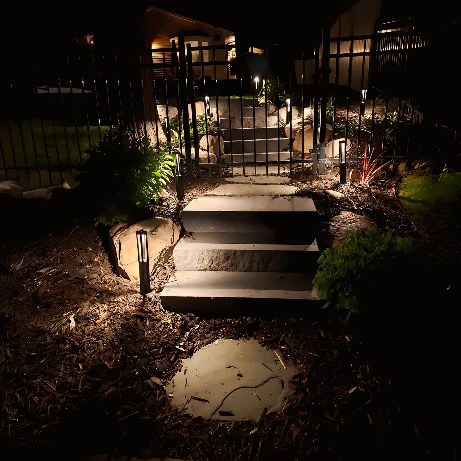 LEONLITE 5CCT Low Voltage Path Lights, Update 1800K2700K3000K4000K5000K Selectable, 3W LED Landscape Pathway Lights, Outdoor Landscape Lighting, Aluminum, 12-24V AC/DC, ETL, IP65, Pack of 6