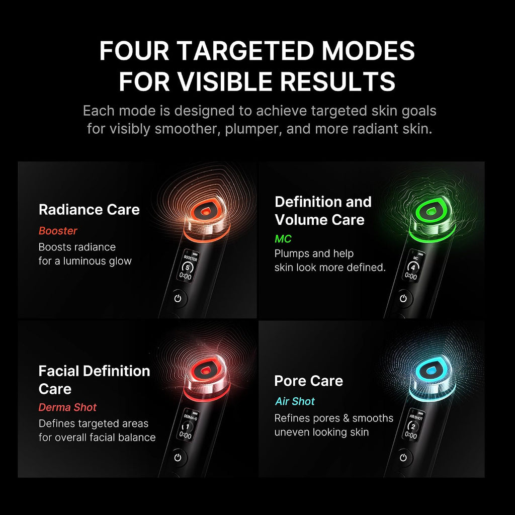 medicube Booster Pro | 6-in-1 Real Glass Glow Beauty Massager | for Clear, Radiant, Firmer-Looking Skin | Korean Skin Care | Black