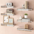 SHYFOY Mirrored Floating Shelves Set of 6, Bling Shelves for Wall Decor, Silver Glass Shelf for Bedroom, Bathroom Storage Shelves, Book Shelves for Living Room