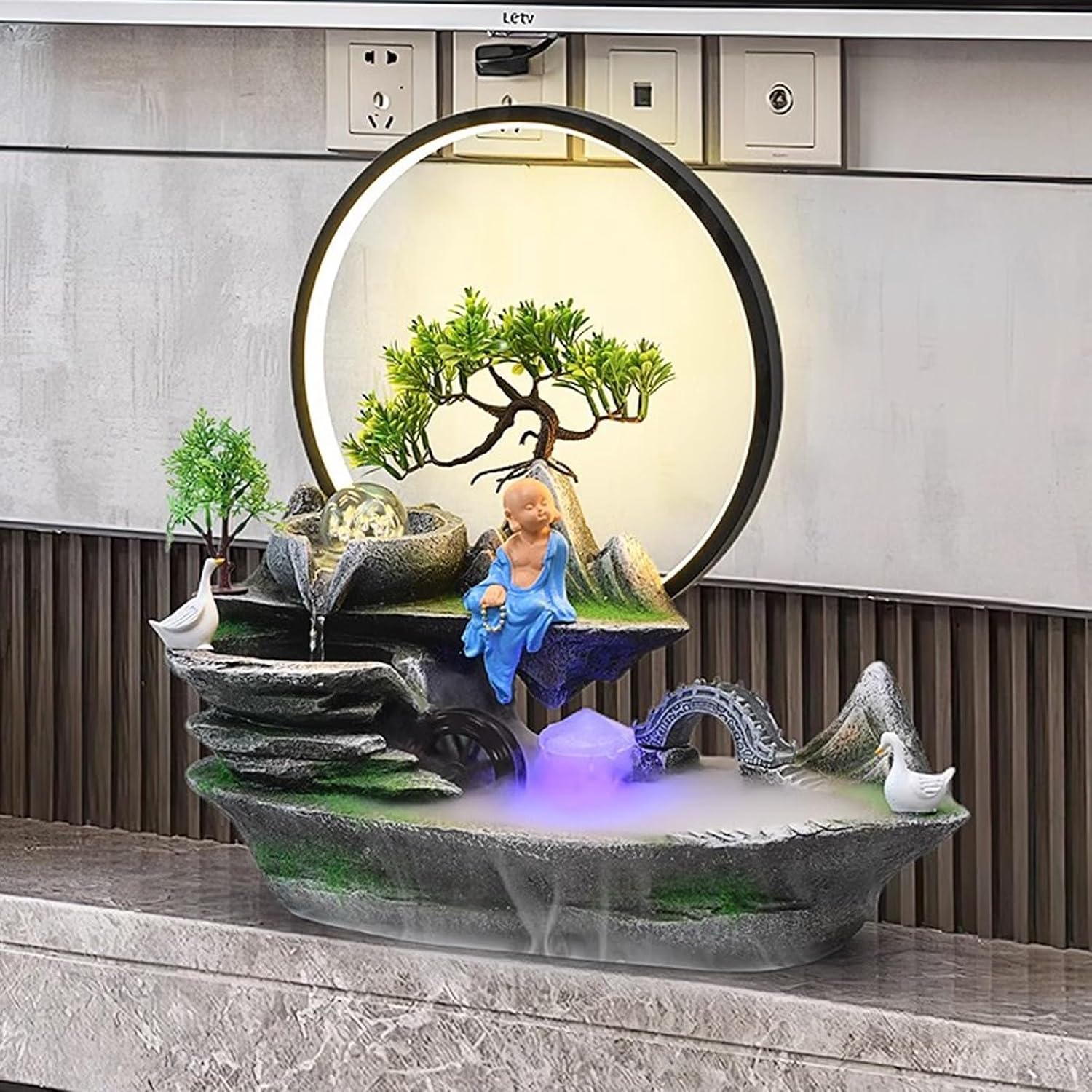 Tabletop Fountain Rocky Mountain Flowing Water Fountain Living Room Circulating Humidifier Office Front Desk Desktop Decoration Desktop Fountain Decoration Desktop Fountain (Color : C)